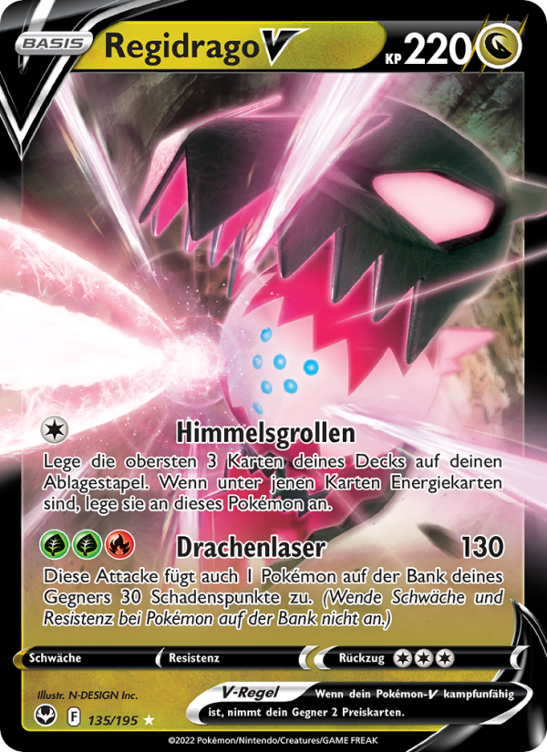 Regidrago V 135 — Silver Tempest (German Pokémon TCG card)