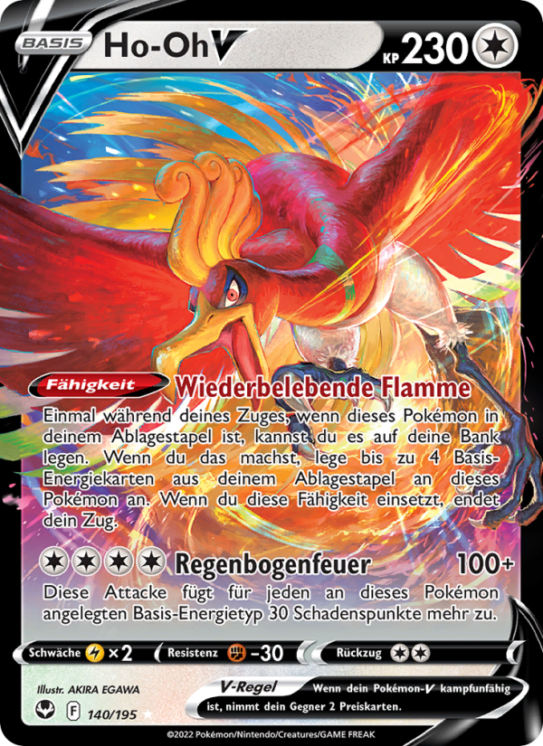 Ho-Oh V 140 — Silver Tempest (German Pokémon TCG card)