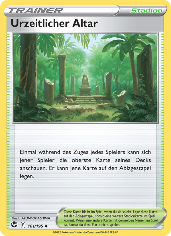 Urzeitlicher Altar 161 — Silver Tempest (German Pokémon TCG card)