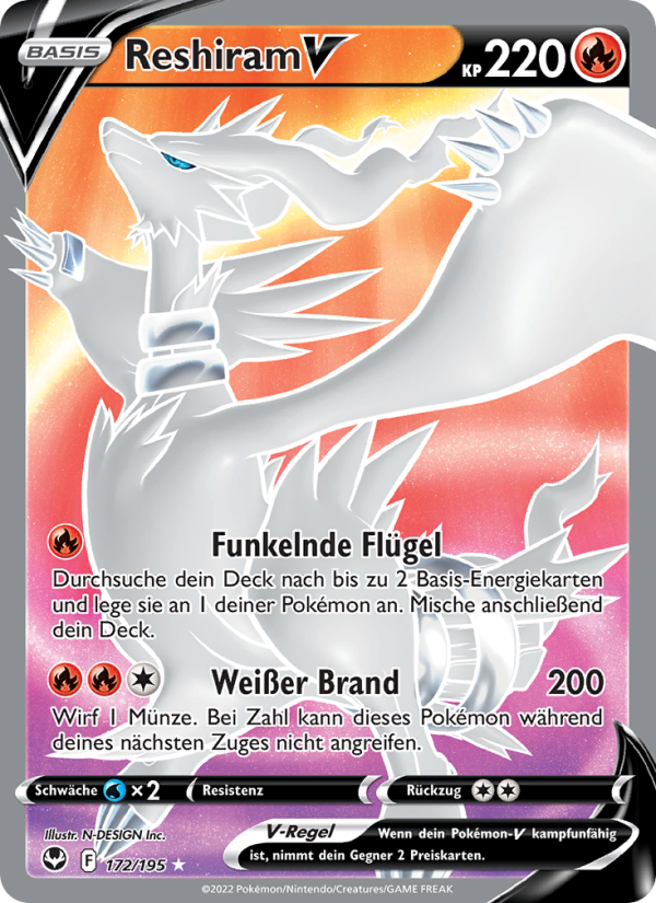 Reshiram V 172 — Silver Tempest (German Pokémon TCG card)