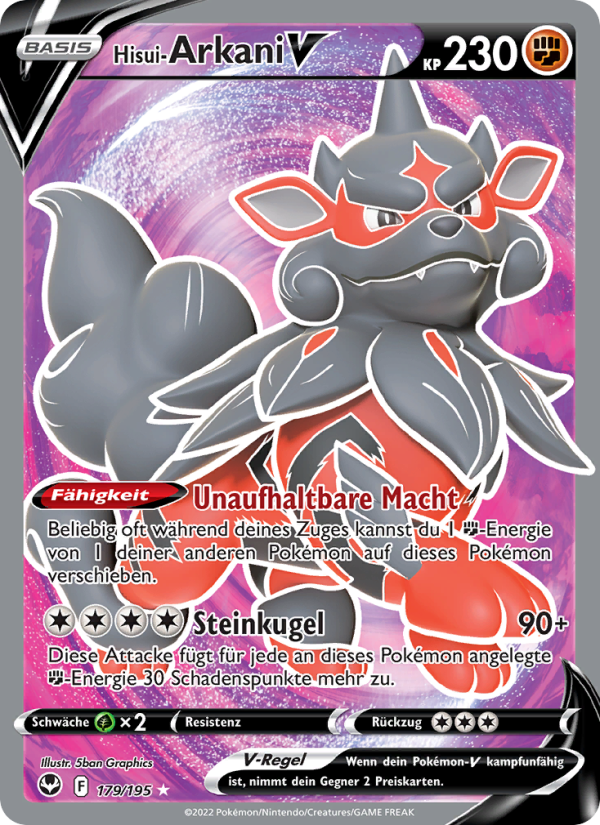 Hisui-Arkani V 179 — Silver Tempest (German Pokémon TCG card)