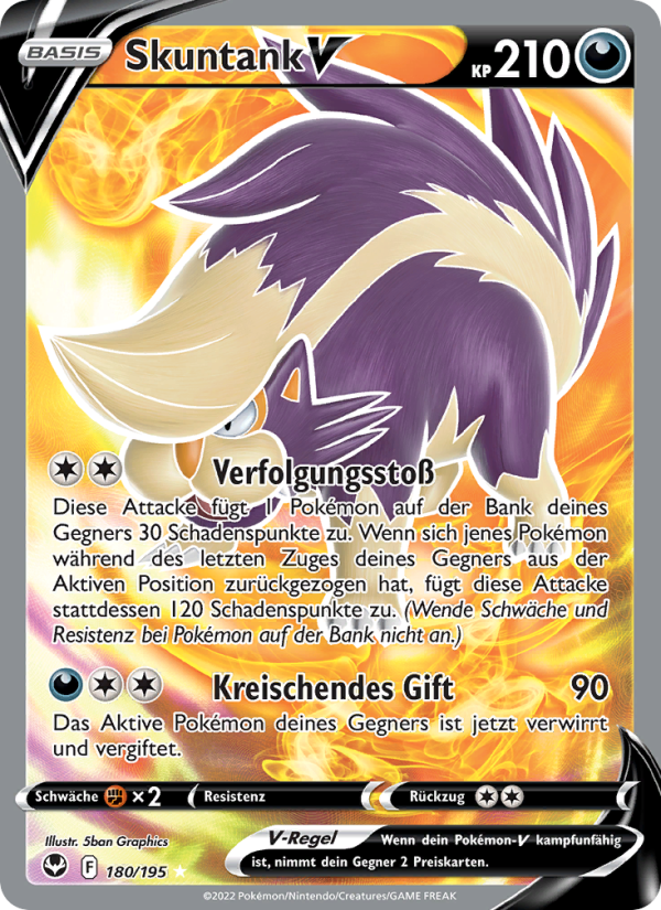Skuntank V 180 — Silver Tempest (German Pokémon TCG card)