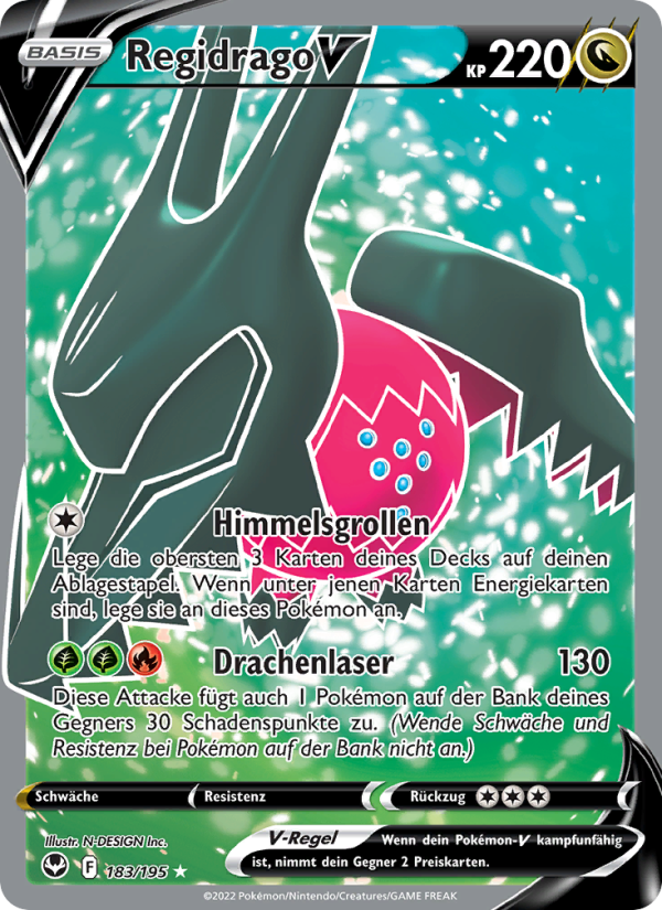 Regidrago V 183 — Silver Tempest (German Pokémon TCG card)