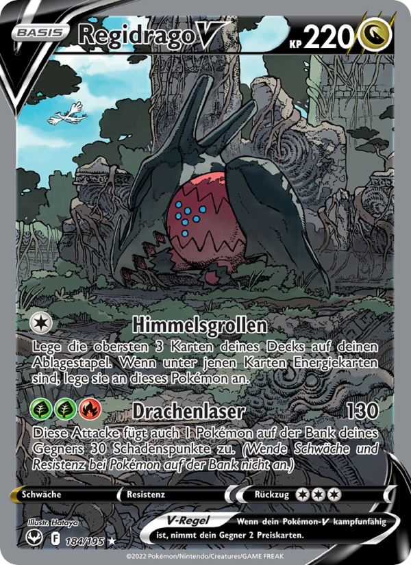 Regidrago V 184 — Silver Tempest (German Pokémon TCG card)