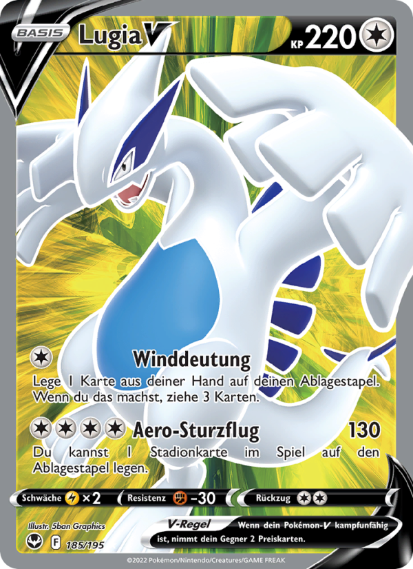 Lugia V 185 — Silver Tempest (German Pokémon TCG card)