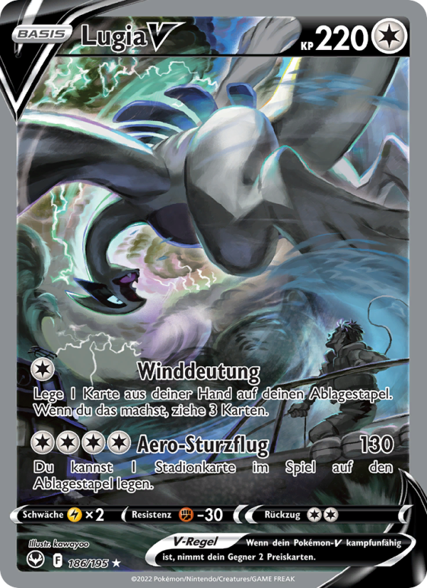 Lugia V 186 — Silver Tempest (German Pokémon TCG card)