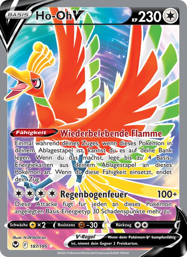 Ho-Oh V 187 — Silver Tempest (German Pokémon TCG card)