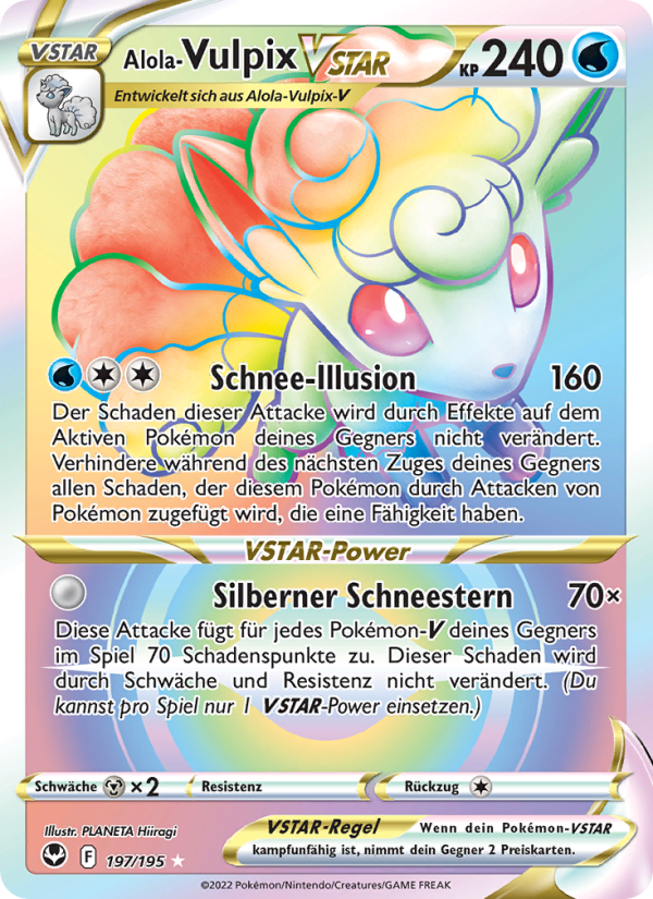 Alola Vulpix-VSTAR 197 — Silver Tempest (German Pokémon TCG card)