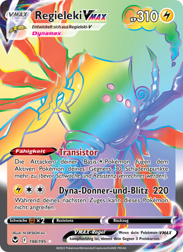 Regieleki VMAX 198 — Silver Tempest (German Pokémon TCG card)