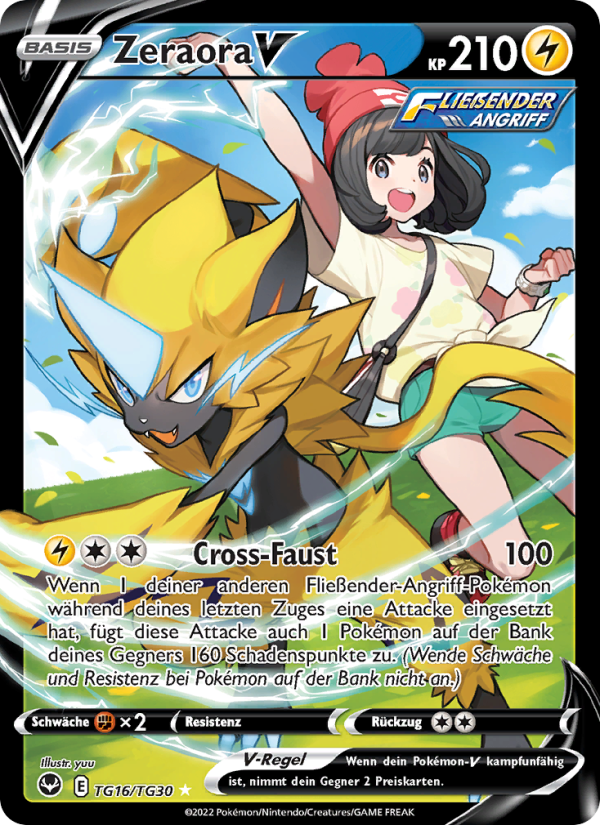 Zeraora V TG16 — Silver Tempest (German Pokémon TCG card)