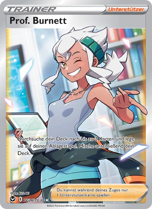 Prof. Burnett TG26 — Silver Tempest (German Pokémon TCG card)