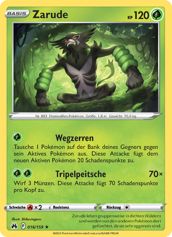 Zarude 016 — Zenit der Könige (German Pokémon TCG card)