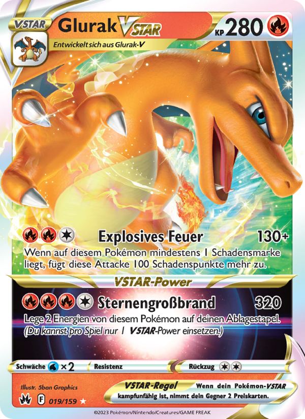 Glurak VSTAR 019 — Zenit der Könige (German Pokémon TCG card)