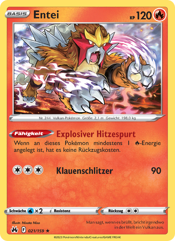 Entei 021 — Zenit der Könige (German Pokémon TCG card)