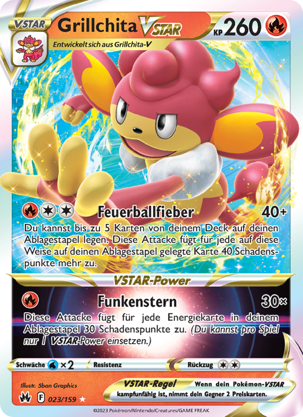 Grillchita VSTAR 023 — Zenit der Könige (German Pokémon TCG card)