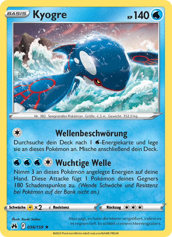 Kyogre 036 — Zenit der Könige (German Pokémon TCG card)