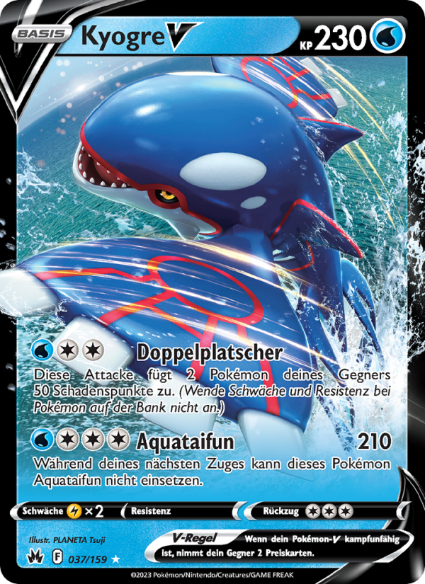 Kyogre V 037 — Zenit der Könige (German Pokémon TCG card)