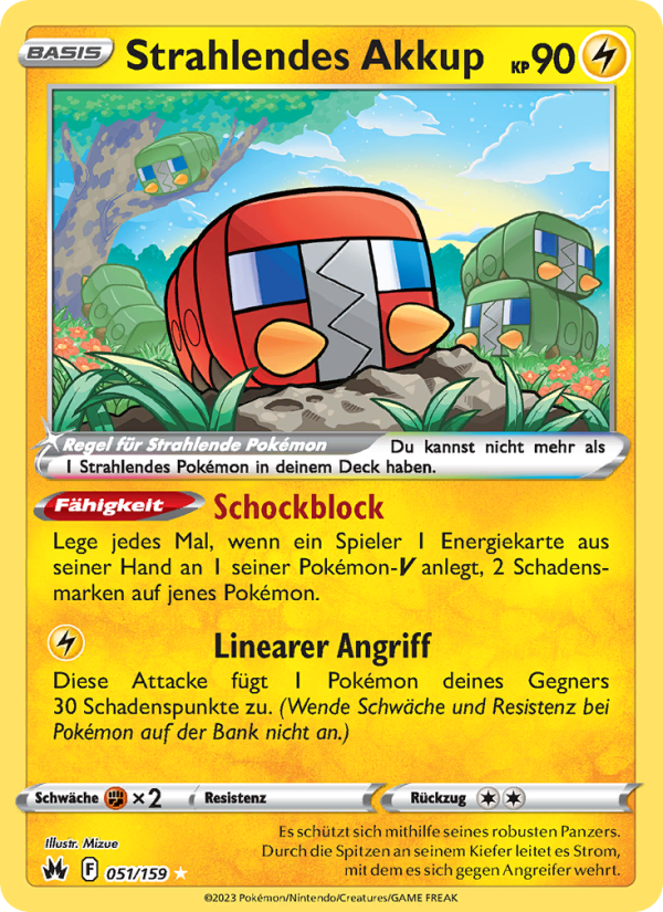 Strahlendes Akkup 051 — Zenit der Könige (German Pokémon TCG card)