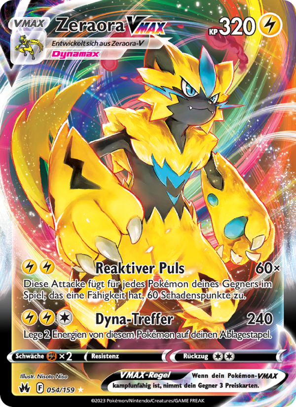 Zeraora VMAX 054 — Zenit der Könige (German Pokémon TCG card)