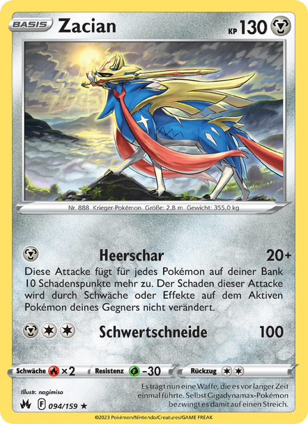 Zacian 094 — Zenit der Könige (German Pokémon TCG card)
