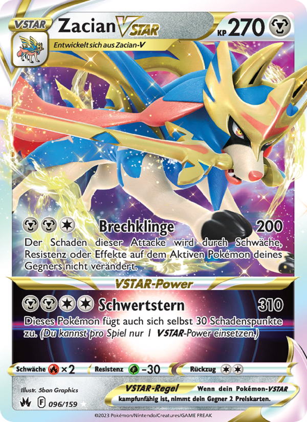 Zacian VSTAR 096 — Zenit der Könige (German Pokémon TCG card)