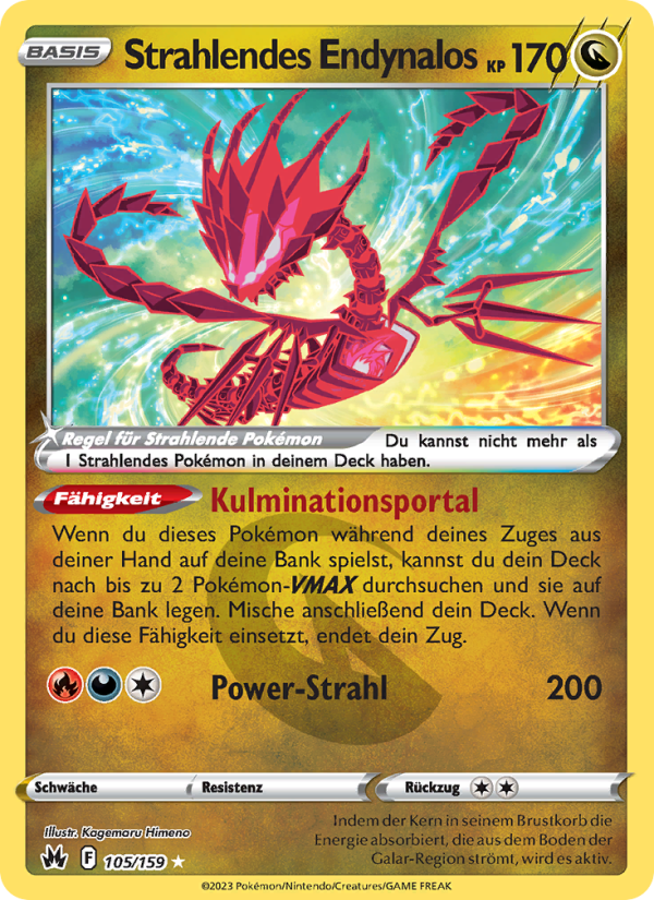 Strahlendes Endynalos 105 — Zenit der Könige (German Pokémon TCG card)