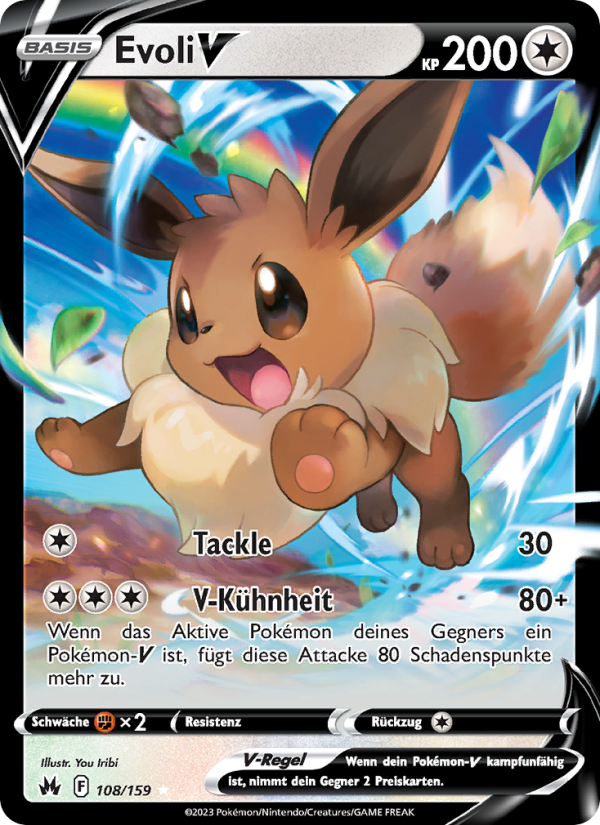 Evoli V 108 — Zenit der Könige (German Pokémon TCG card)