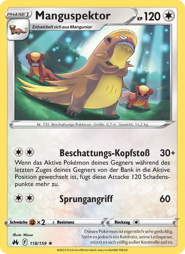 Manguspektor 118 — Zenit der Könige (German Pokémon TCG card)