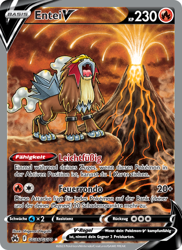 Entei V GG36 — Zenit der Könige (German Pokémon TCG card)