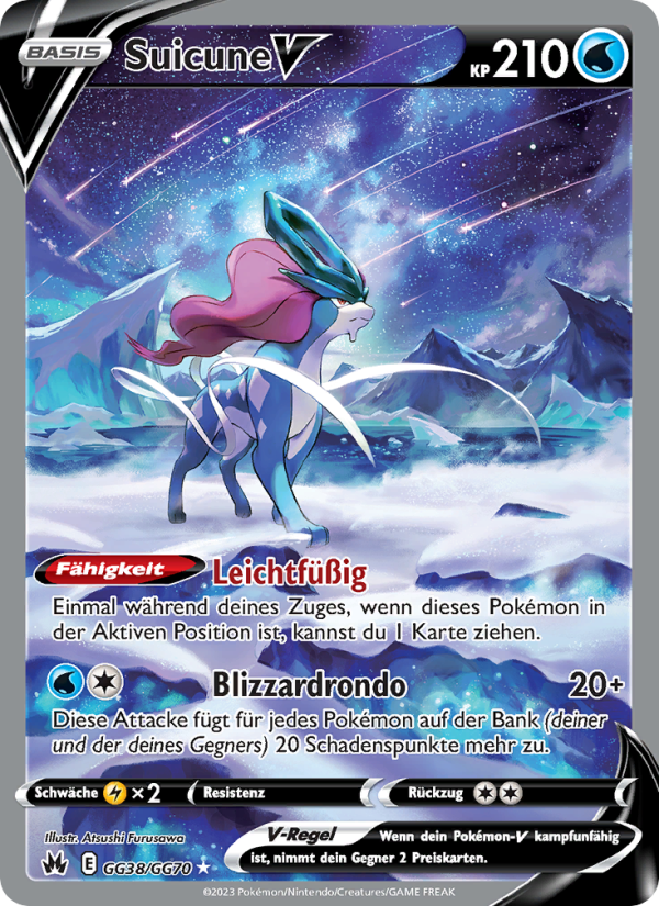 Suicune V GG38 — Zenit der Könige (German Pokémon TCG card)
