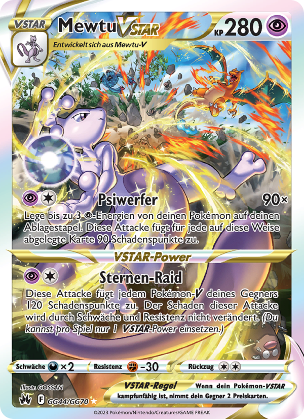 Mewtu VSTAR GG44 — Zenit der Könige (German Pokémon TCG card)