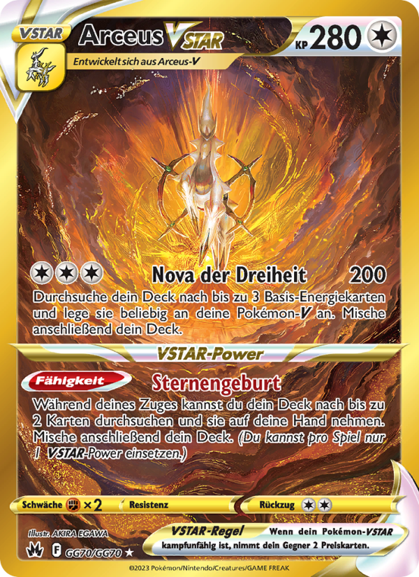 Arceus VSTAR GG70 — Zenit der Könige (German Pokémon TCG card)