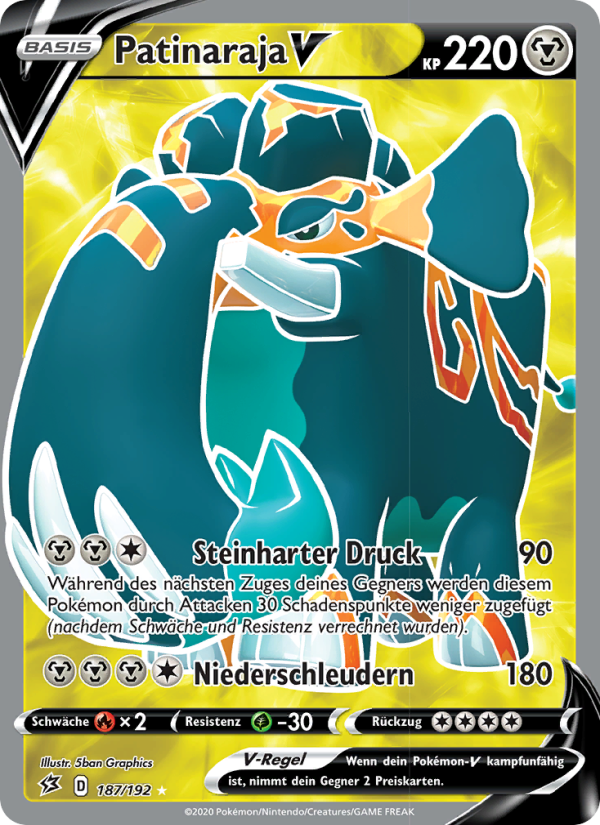 Patinaraja V 187 — Rebel Clash (German Pokémon TCG card)