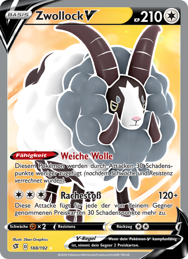 Zwollock V 188 — Rebel Clash (German Pokémon TCG card)