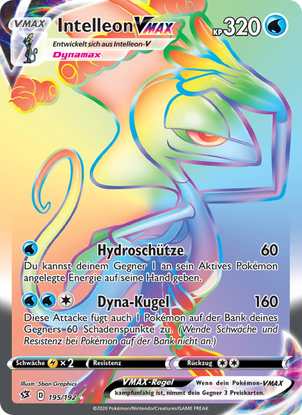 Intelleon VMAX 195 — Rebel Clash (German Pokémon TCG card)