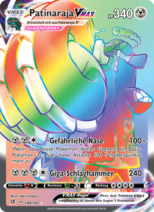 Patinaraja VMAX 199 — Rebel Clash (German Pokémon TCG card)