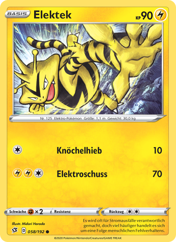 Elektek 58 — Rebel Clash (German Pokémon TCG card)