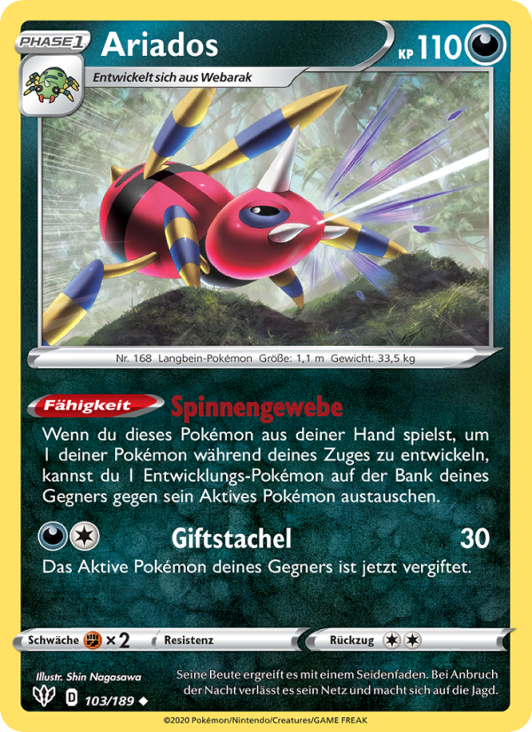 Ariados 103 — Darkness Ablaze (German Pokémon TCG card)