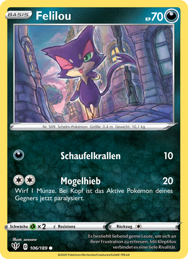 Felilou 106 — Darkness Ablaze (German Pokémon TCG card)