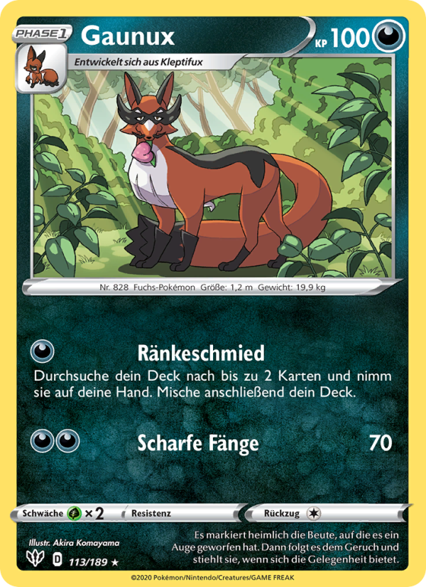 Gaunux 113 — Darkness Ablaze (German Pokémon TCG card)