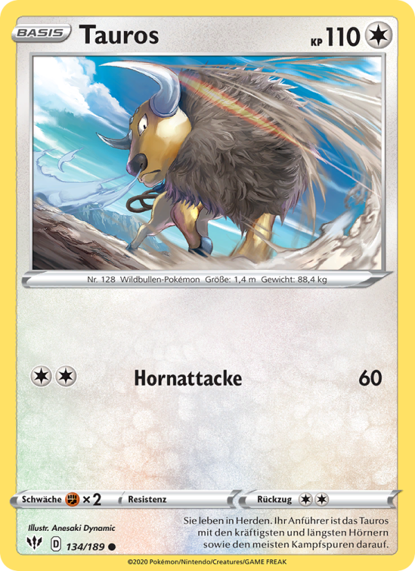 Tauros 134 — Darkness Ablaze (German Pokémon TCG card)