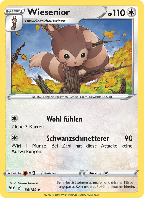 Wiesenior 136 — Darkness Ablaze (German Pokémon TCG card)