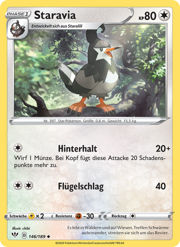 Staravia 146 — Darkness Ablaze (German Pokémon TCG card)