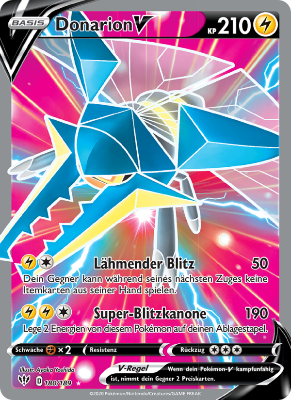 Donarion V 180 — Darkness Ablaze (German Pokémon TCG card)