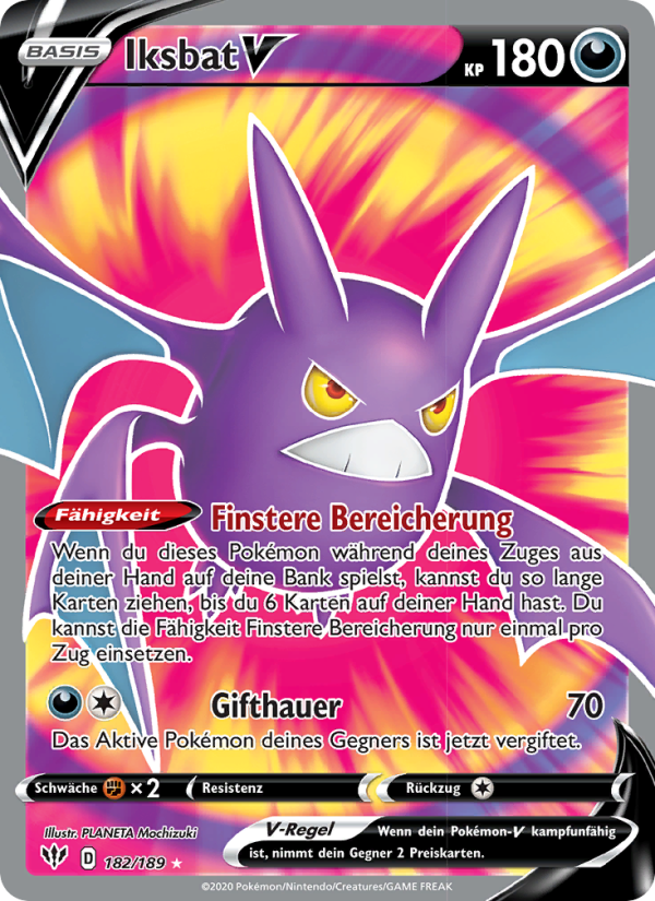 Iksbat V 182 — Darkness Ablaze (German Pokémon TCG card)