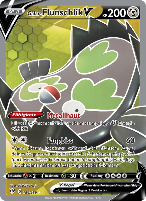 Galar-Flunschlik V 184 — Darkness Ablaze (German Pokémon TCG card)