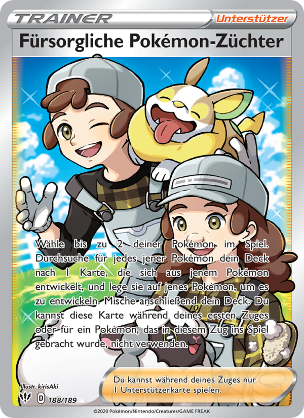 Fürsorgliche Pokémon-Züchter 188 — Darkness Ablaze (German Pokémon TCG card)