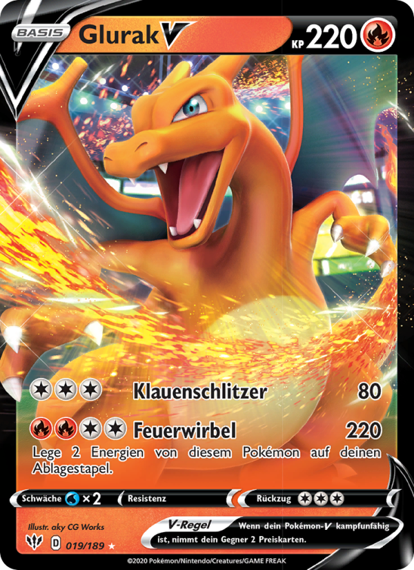 Glurak V 19 — Darkness Ablaze (German Pokémon TCG card)