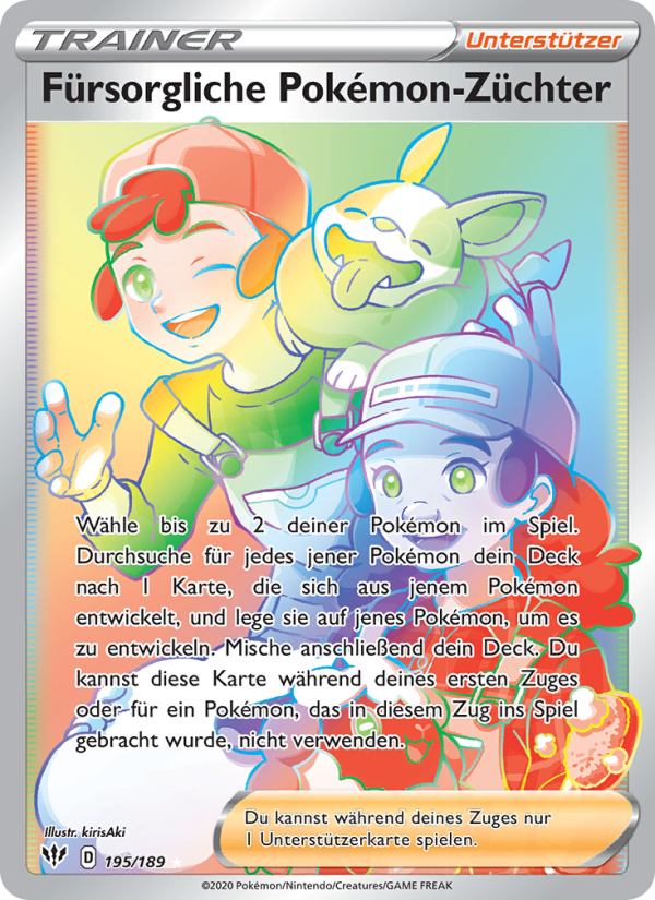 Fürsorgliche Pokémon-Züchter 195 — Darkness Ablaze (German Pokémon TCG card)