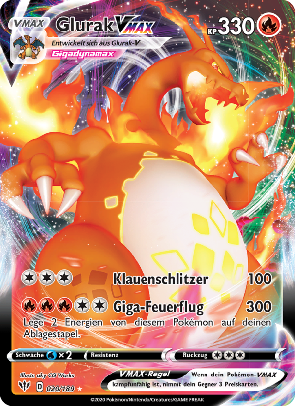 Glurak VMAX 20 — Darkness Ablaze (German Pokémon TCG card)
